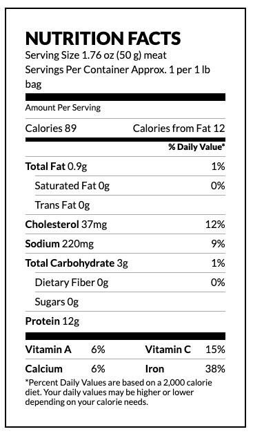Retail Clams Hardshell Clams 11 16 nutritional info