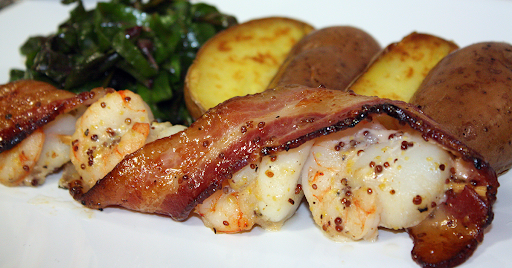 Bacon-Wrapped Shrimp and Scallop Skewers